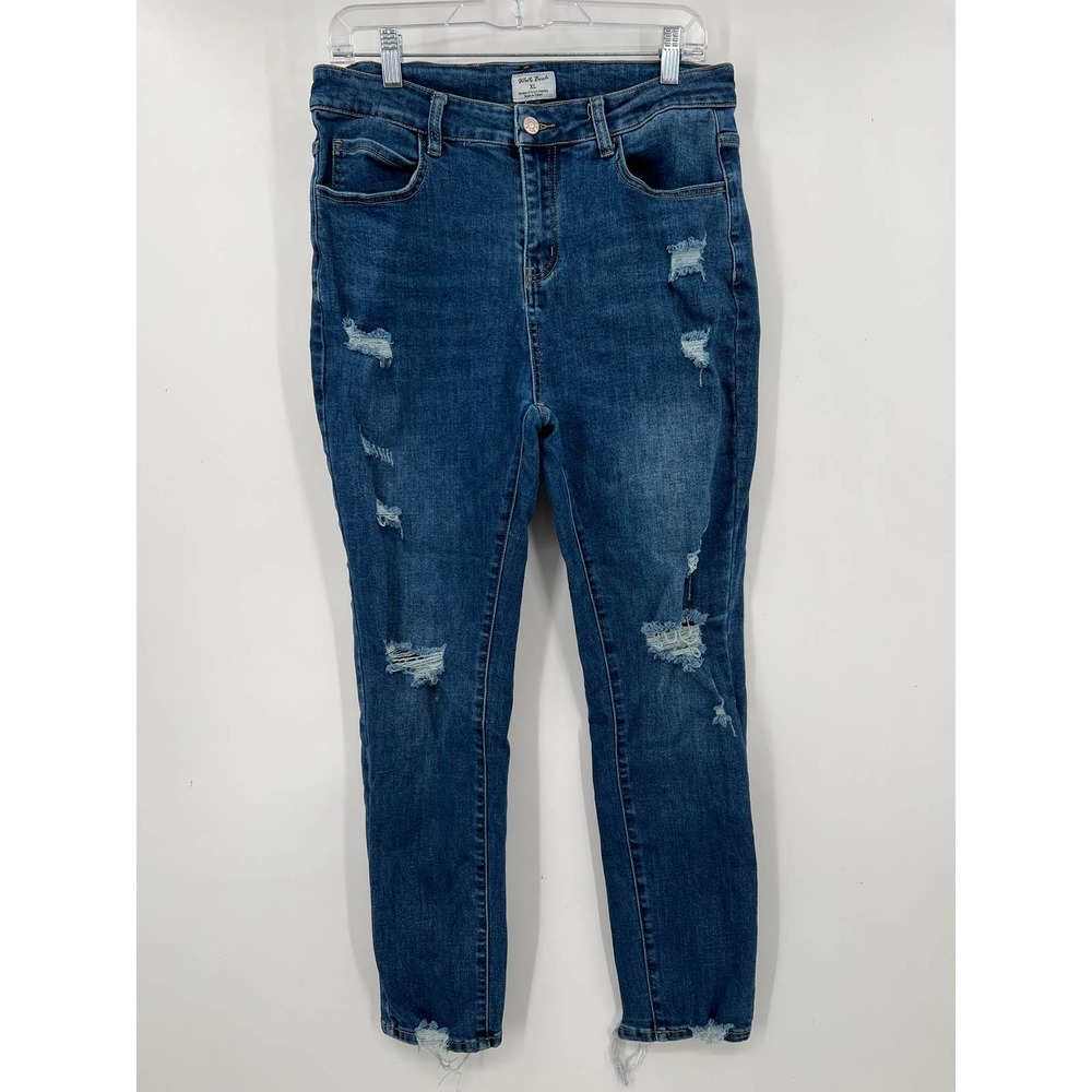 White Birch denim destressed cropped skinny jeans pants size XL